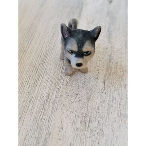 Miniature flocked gray Terrier pet accessory dog toy figure